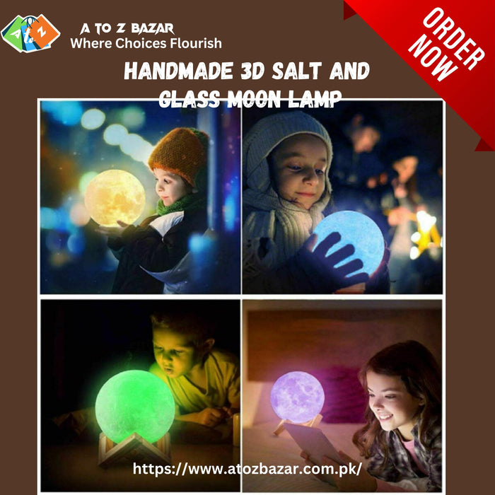 Hand-Made🙌🏻Salt and Glass 🔷Moon🌕Lamp🔥Premium Stock😲Free Delivery🚚