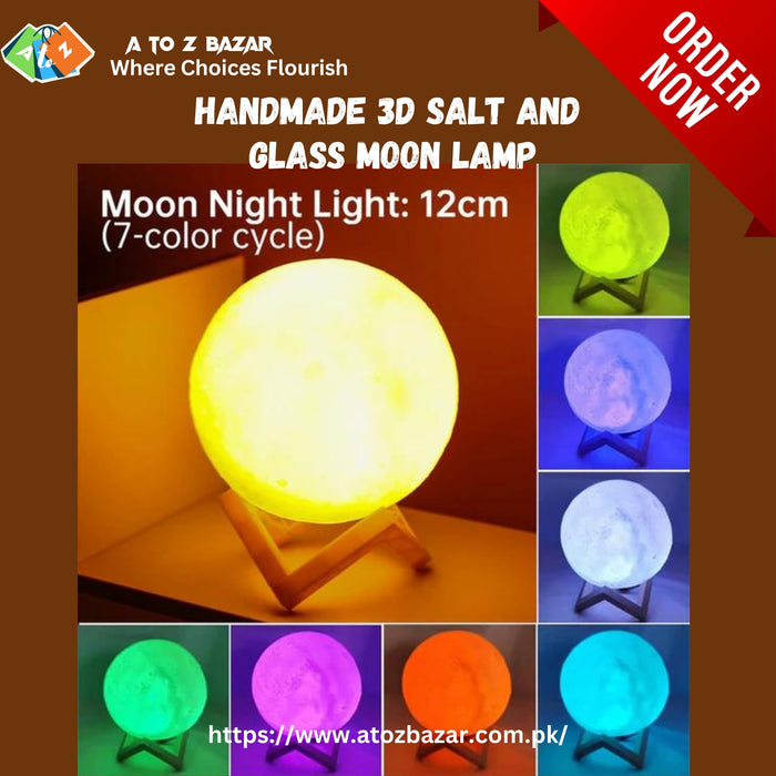 Hand-Made🙌🏻Salt and Glass 🔷Moon🌕Lamp🔥Premium Stock😲Free Delivery🚚