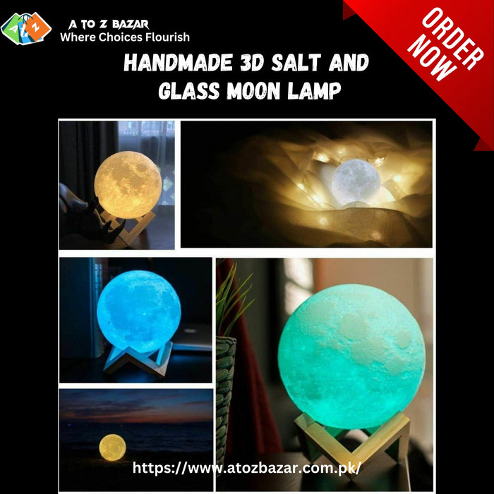 Hand-Made🙌🏻Salt and Glass 🔷Moon🌕Lamp🔥Premium Stock😲Free Delivery🚚