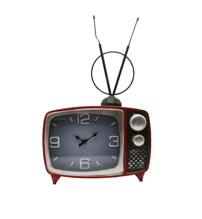 antiqe metal television table clock 19"x11.5 d051b